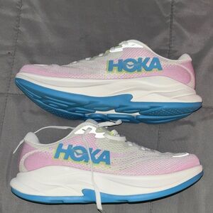 Hoka Women's Pink, Blue and White Athletic Running Shoes